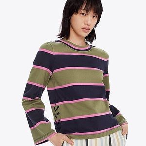 TORY BURCH Lace Up Striped Top